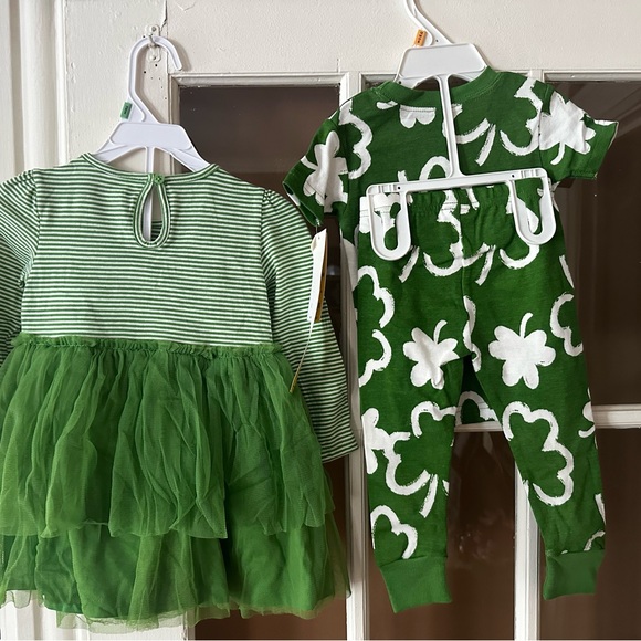 Carter's Green Striped Dress and Shamrock Set - Picture 2 of 5